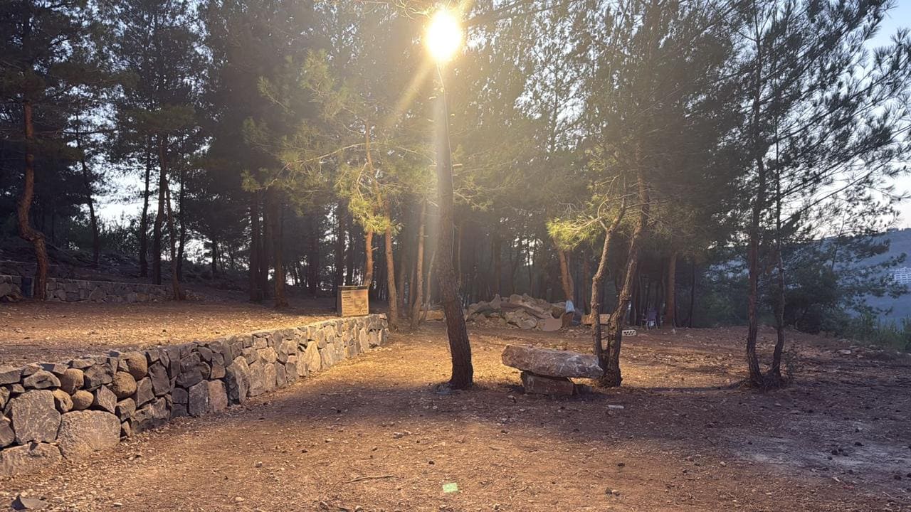 Sunrise light over stone terrace at Horizon Pines, Lebanon