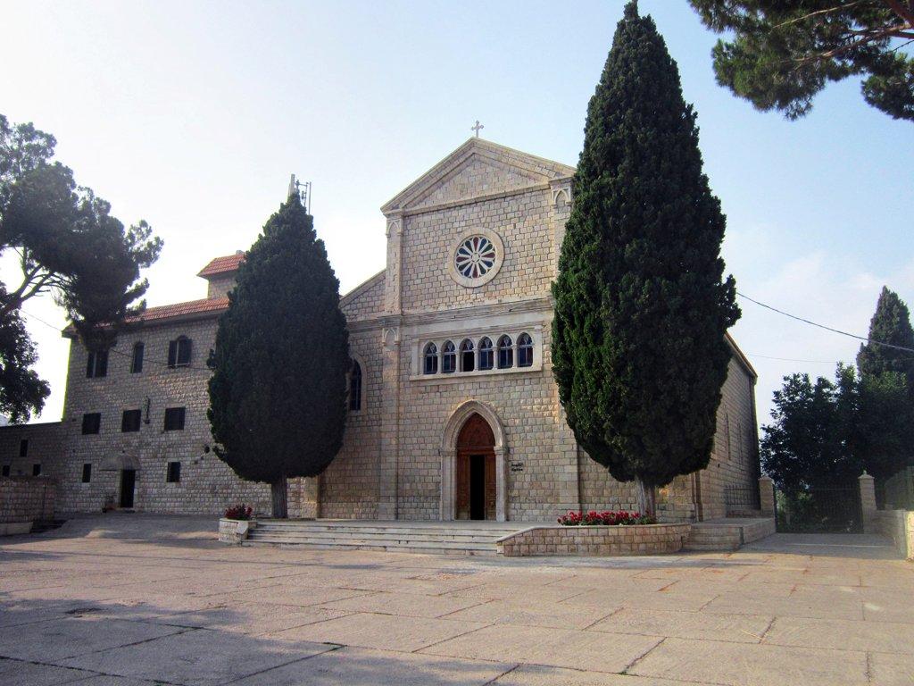 Traditional church entrance and courtyard in Kobayat Akkar