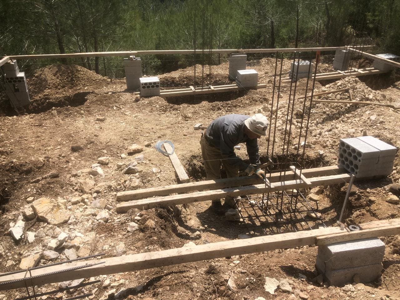 Steel reinforcement being installed for foundation work at Horizon Pines, Lebanon