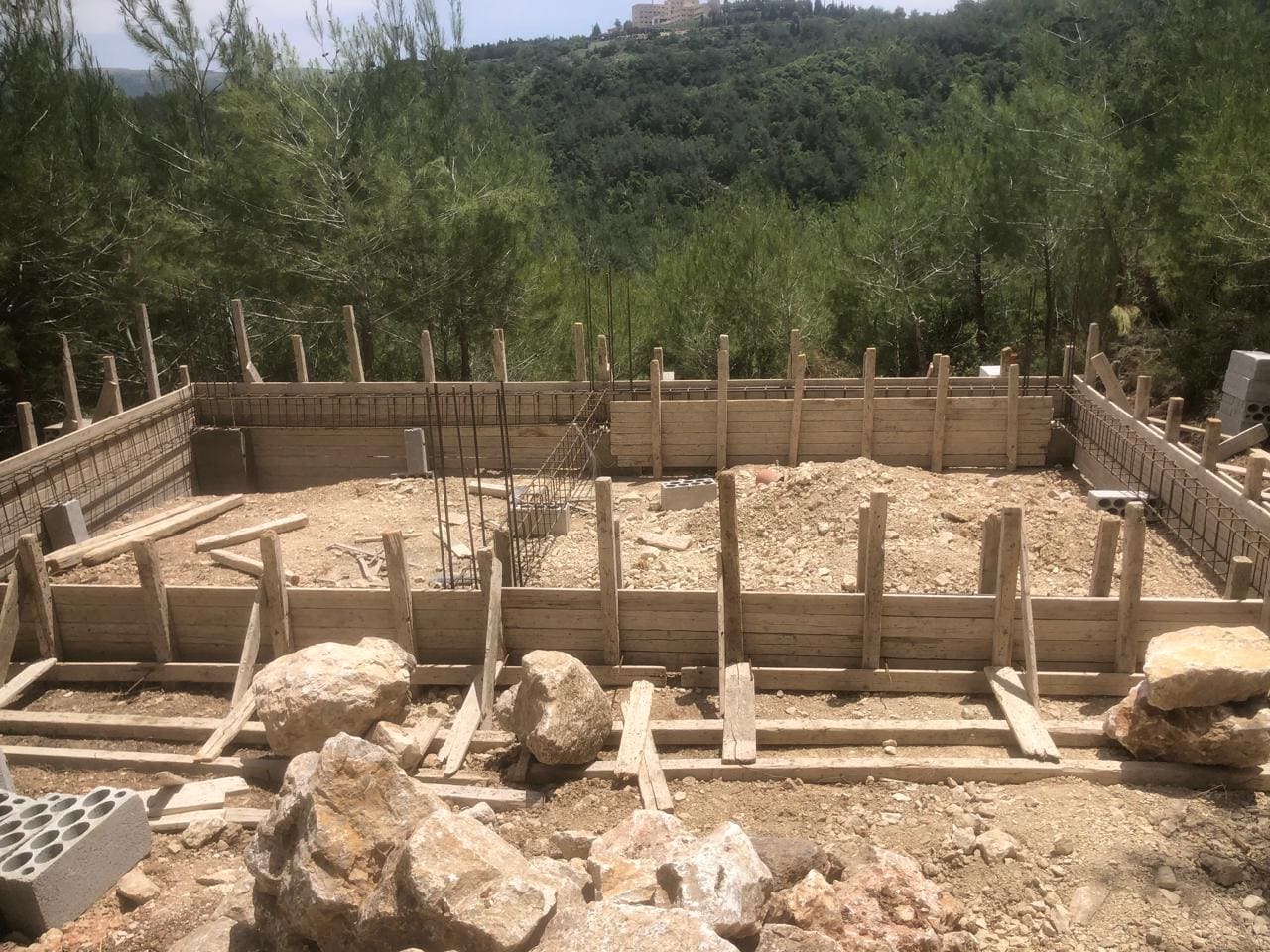 Wood formwork foundation structure at Horizon Pines in Lebanon