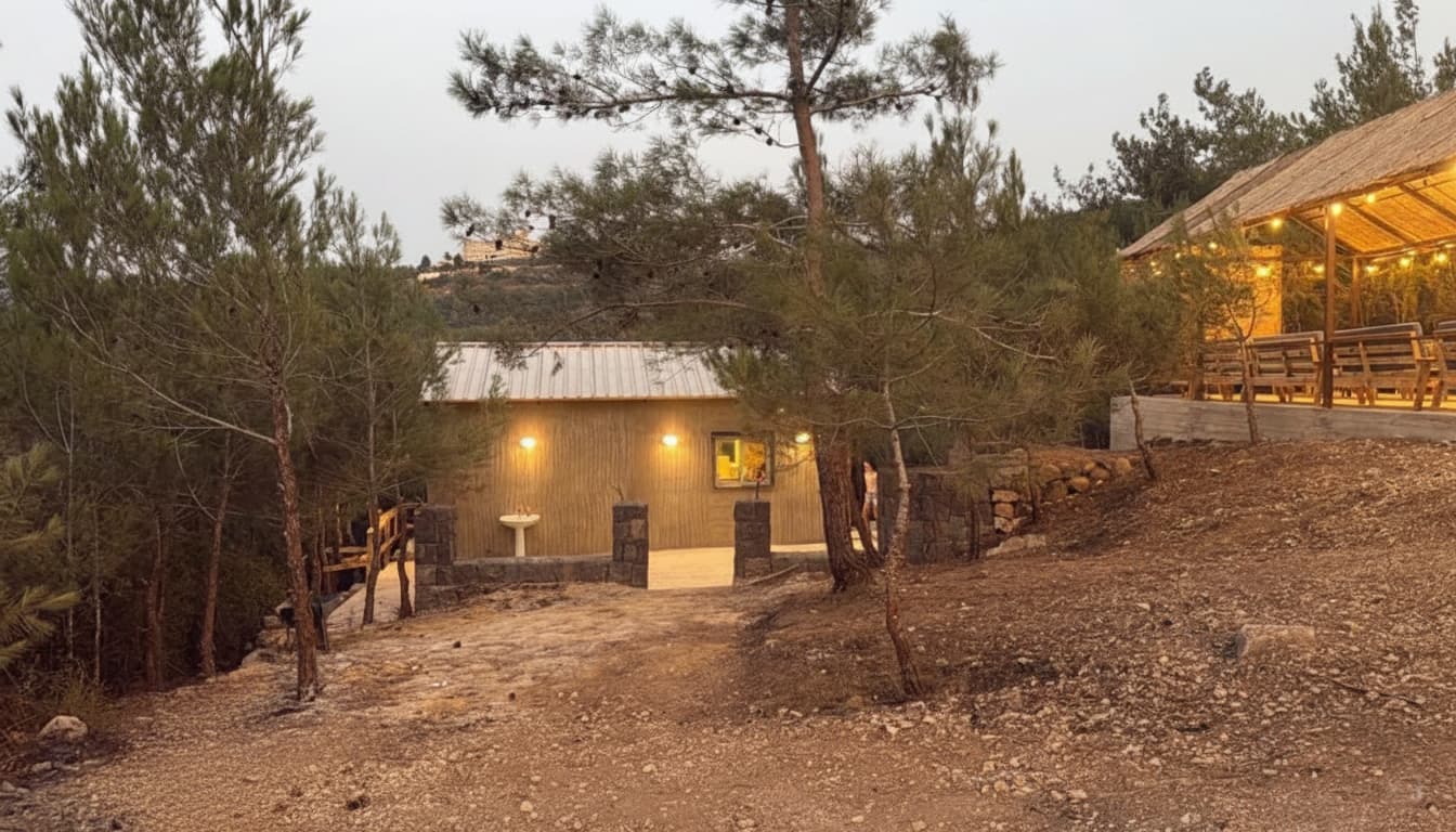 Stone retaining wall construction in progress at Horizon Pines, Lebanon