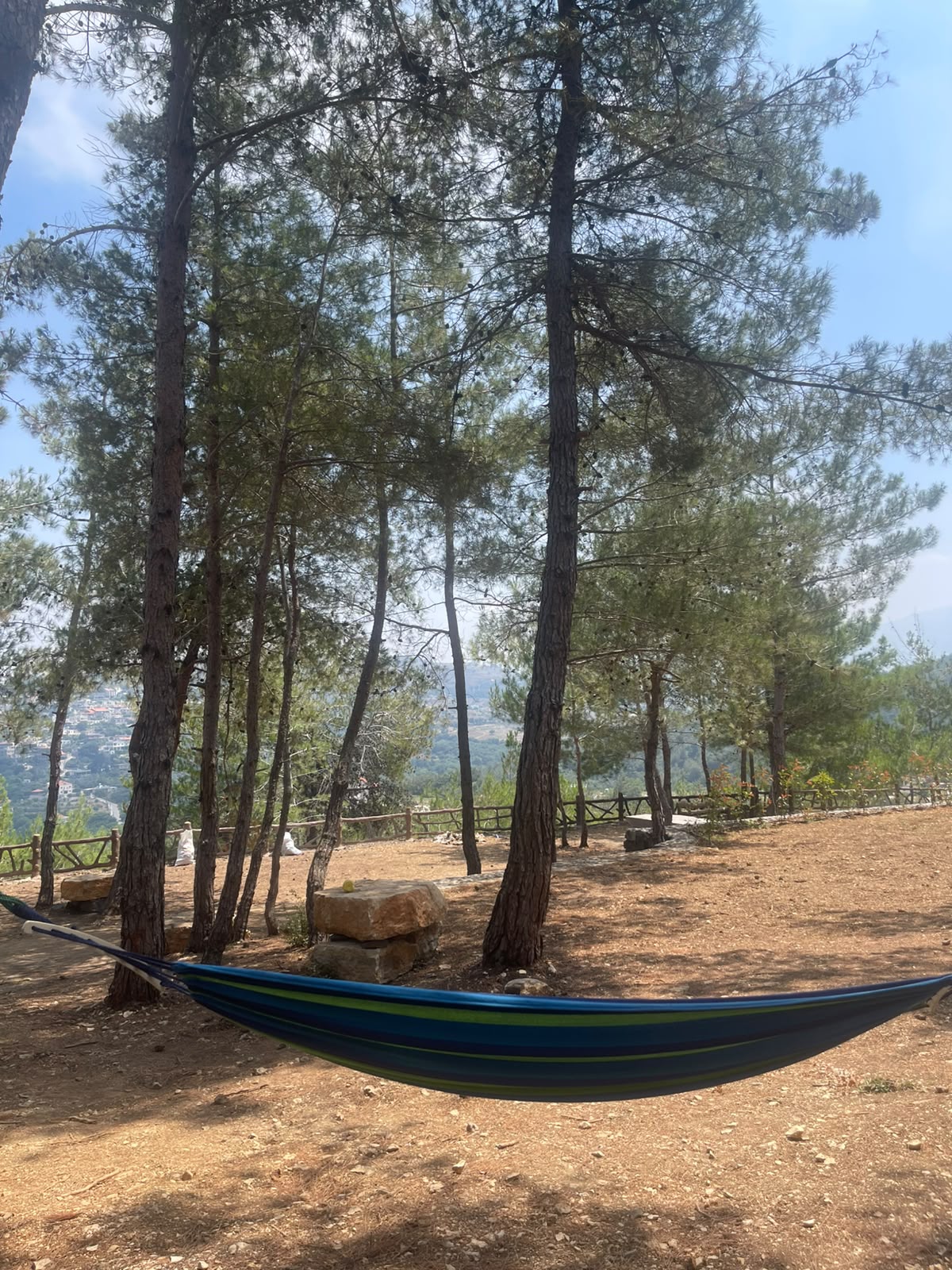 Hammock overlooking the pine forest and mountains at Horizon Pines in Kobayat