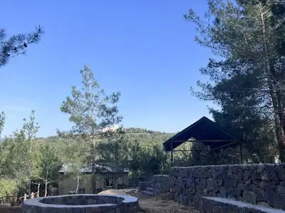 Camping area with shelter view